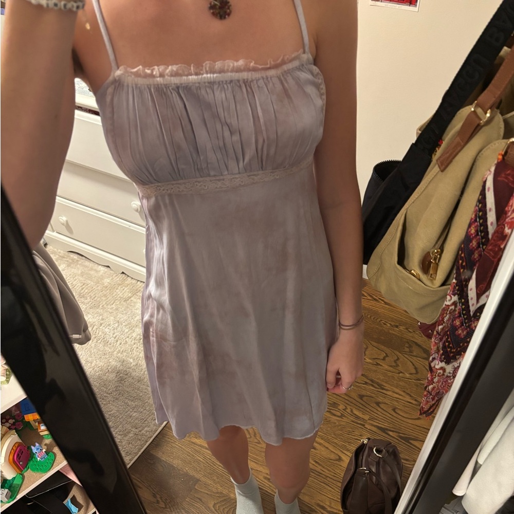 ASOS babydoll lace purple tie die dress